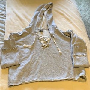 Aerie Cropped Lace-up Hoodie
